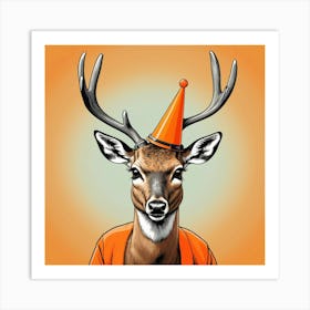 Deer With Party Hat Art Print