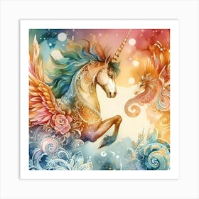 Unicorns And Angels Art Print