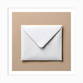 White Envelope On Beige Background 1 Art Print