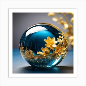 Glass Ball With Flowers Art Print
