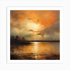 Sunset Over The Lake Art Print