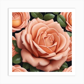 Peach Roses 10 Art Print