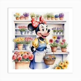 Minnie Mouse Flower Shop Art Print