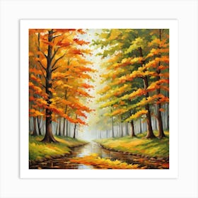 Forest In Autumn In Minimalist Style Square Composition 45 Art Print