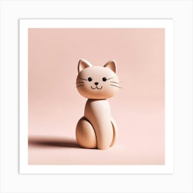 Cat On A Pink Background Art Print