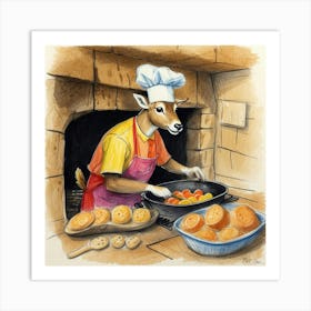 Chef Deer 25 Art Print