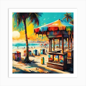 Margarita Bar Beneath Homes Along The Beach 1 Art Print