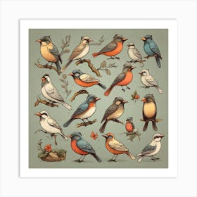 Birds On A Branch Art Print