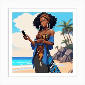 African Woman On The Beach Art Print