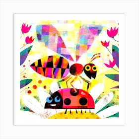 Wasp And Ladybird Square Art Print