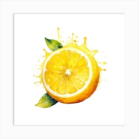 Watercolor Lemon Splash Art Print