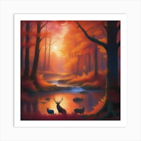 Deer In The Forest 4 Art Print