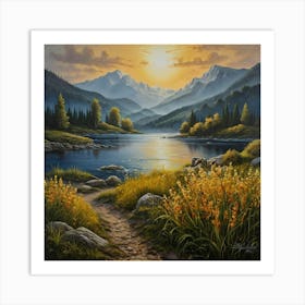 Sunset By The Lake Art Print