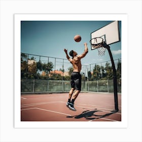 Basketball Player Dunks A Basketball Art Print