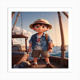 Boy On A Boat Art Print