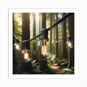 Light Bulbs In The Forest Art Print