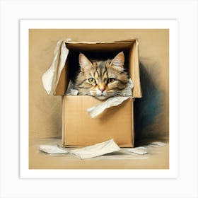 Cat In A Box 23 Art Print