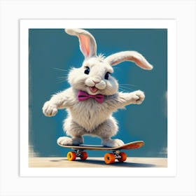 Bunny On Skateboard 3 Art Print