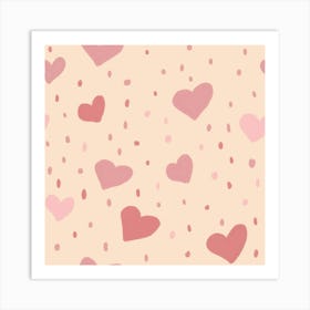 Cute pink hearts Art Print