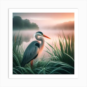 Heron At Sunrise Art Print