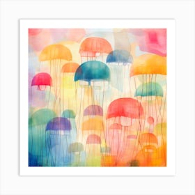 Maraclemente Jelly Fish Painting Style Of Paul Klee Seamless Art Print