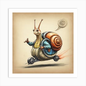 Snail On A Bike 1 Art Print