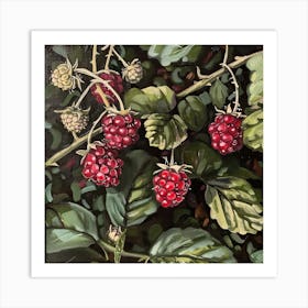 Raspberries Fairycore Painting 4 Art Print