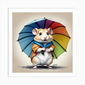 Hamster With Umbrella 2 Art Print