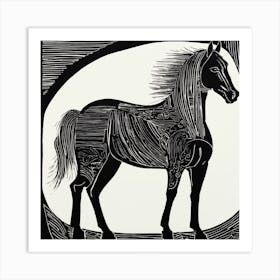 Horse In Black And White Art Print