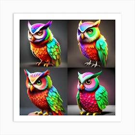 Colorful Owls Art Print