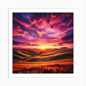 Sunset In The Countryside Art Print