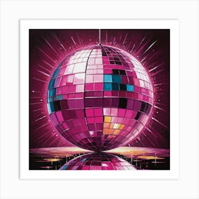 Default Disco Ball Pink Oil Paint Art 3 Art Print