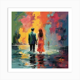 Couple In Water Art Print