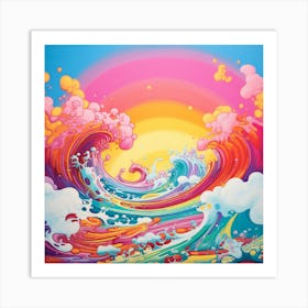 Retro Ocean Waves Art Print