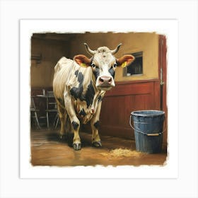 Cow In A Barn 1 Art Print