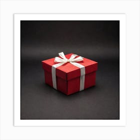 Red Gift Box Isolated On Black Art Print