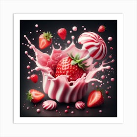 Strawberry splash 3 Art Print