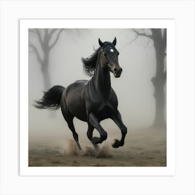 Black Arabian Horse Art Print