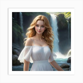 Beautiful Girl In White Dress 1 Art Print