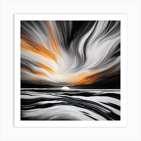 Sunset Over The Ocean 4 Art Print