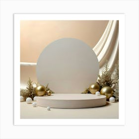 White Background With Gold Ornaments 1 Art Print