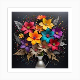 Paper Flowers In A Vase 1 Art Print