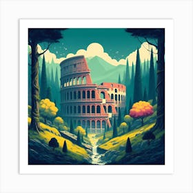 Colosseum In An Enchanted Forest 3 Art Print