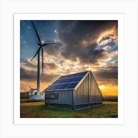 Wind Turbines At Sunset Art Print