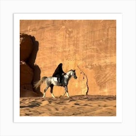 Woman Riding A Horse In The Desert Art Print