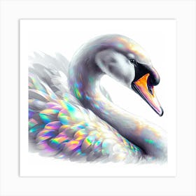 Swan Head Translucent Color Drawing - Wild Bird Artwork 174 Art Print