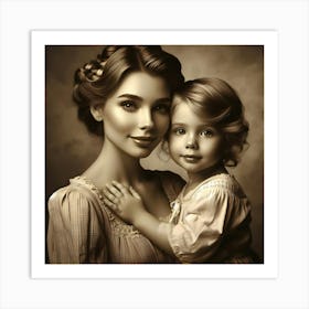 Portrait Of Mother And Daughter Happy Mother's Day Art Print