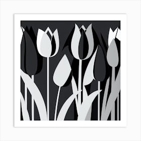 Black And White Tulips Art Print