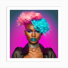 Afro-American Woman With Colorful Hair Art Print