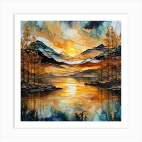 Sunset In The Mountains 1 Art Print